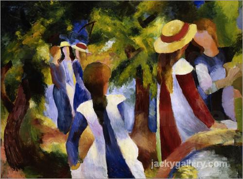 Girls under trees, August Macke painting
